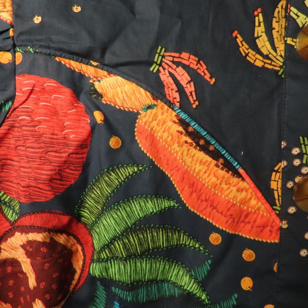 FARM Rio Tropical Fruit Print Cropped Button Blouse Jacket Puff Sleeve S - Picture 11 of 12